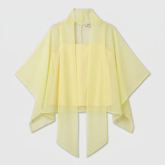 Sheer Lemon Layered Overlay Top