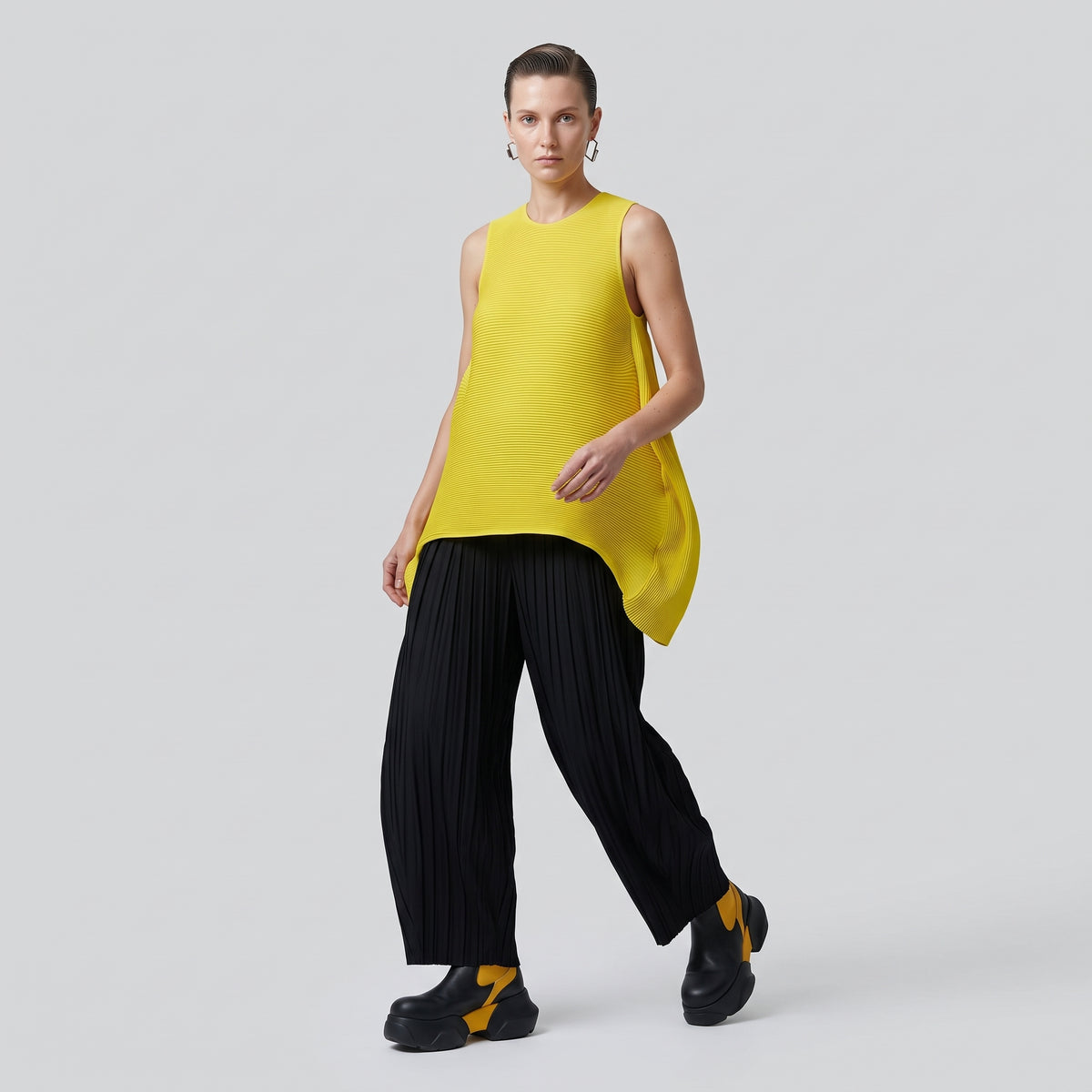 MELITTA BAUMEISTER Mustard Ribbed Sculptural Sleeveless Top - view 3