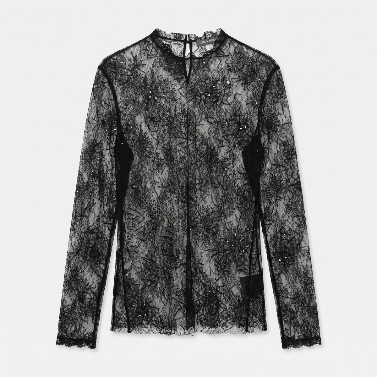 Embellished Black Lace Top