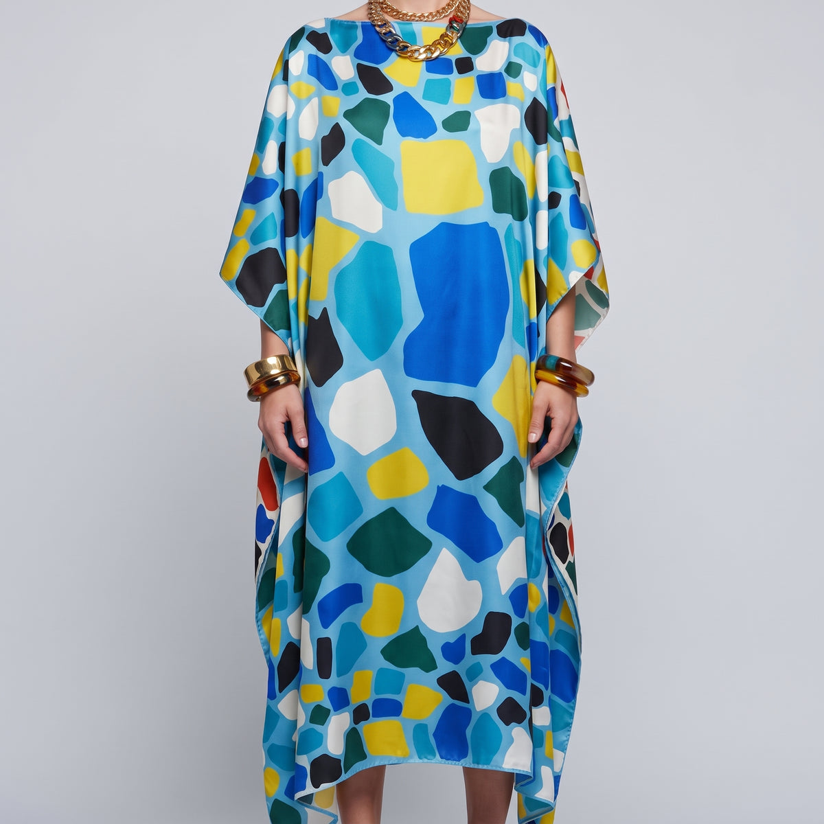 RIANNA NINA Vibrant Mosaic Silk Kaftan Dress - view 2