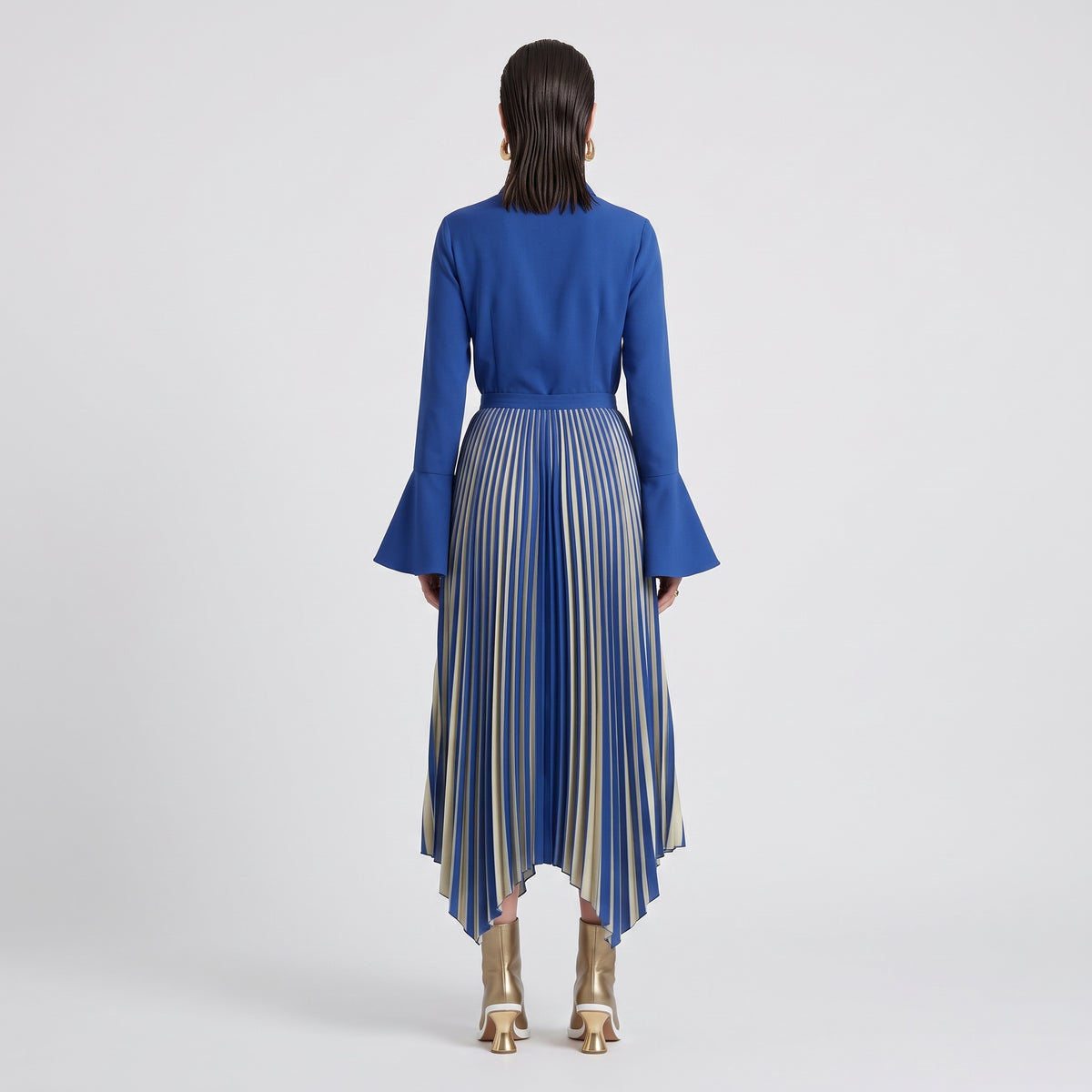 THEBE MAGUGU Pleated Cobalt Midi Skirt - view 3