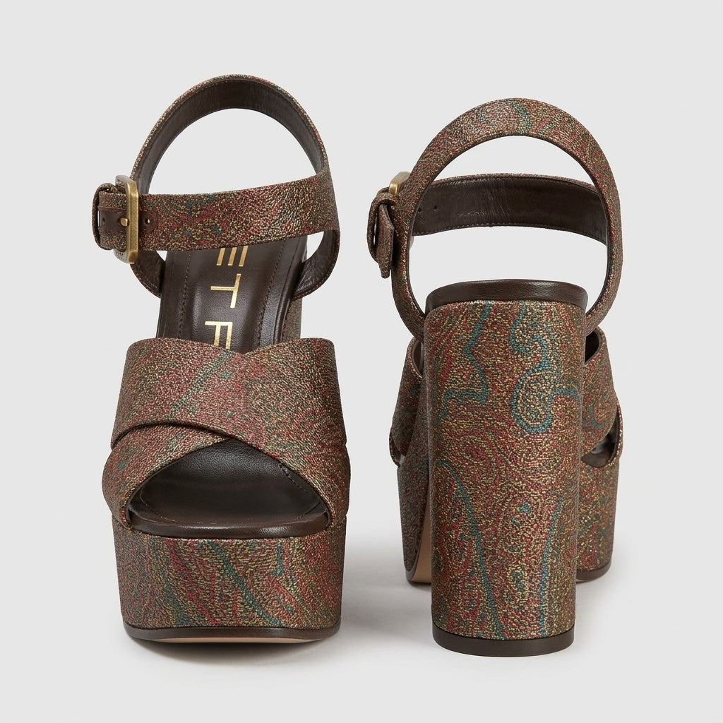 Paisley Jacquard Platform Sandals