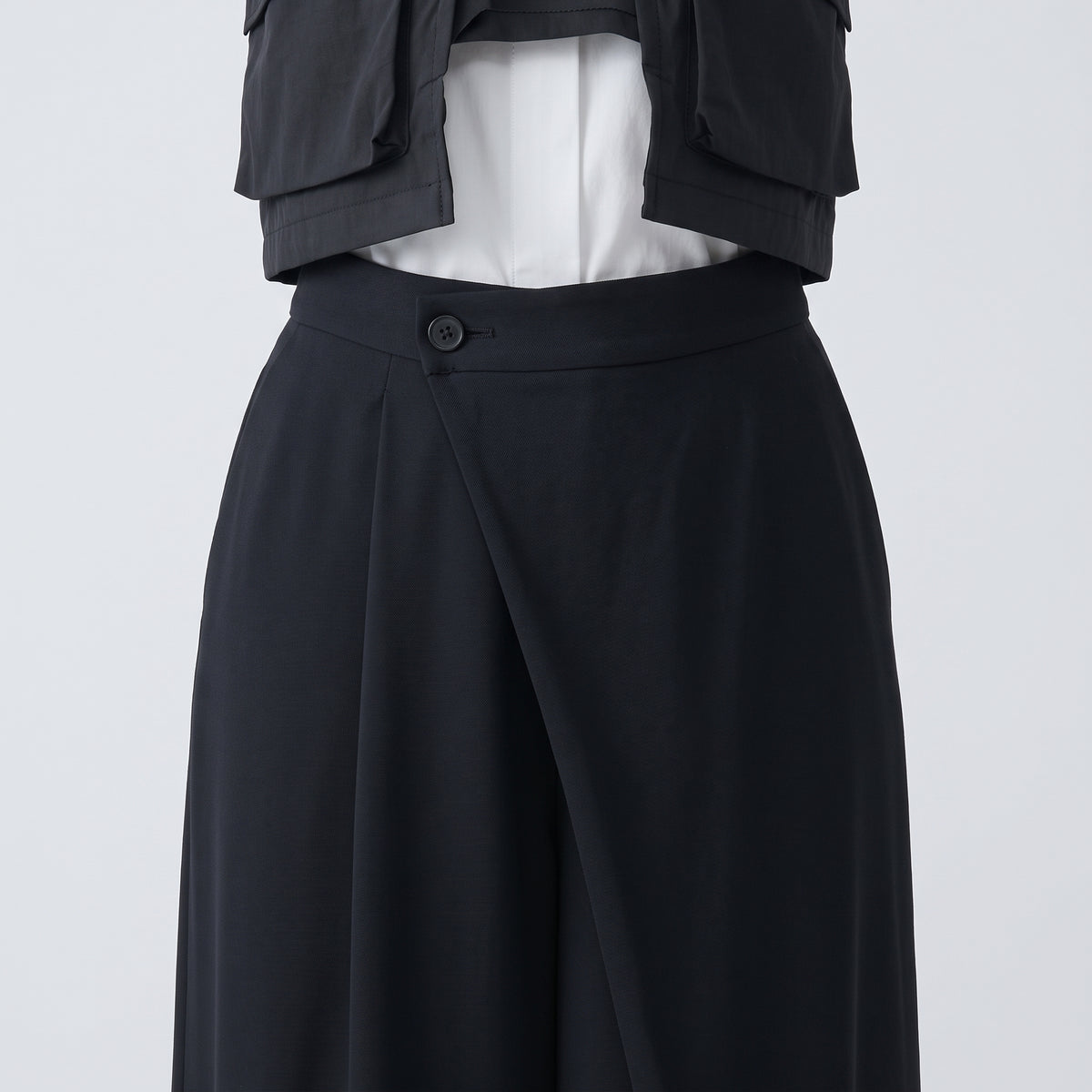 Asymmetric Wrap Wide Leg Trousers