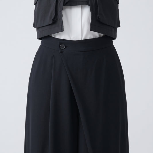 Asymmetric Wrap Wide Leg Trousers