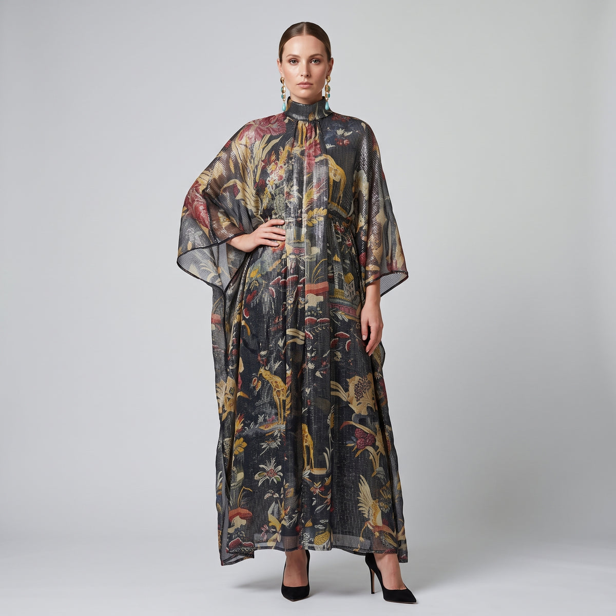 ETRO Printed High-Neck Kaftan Dress - view 5