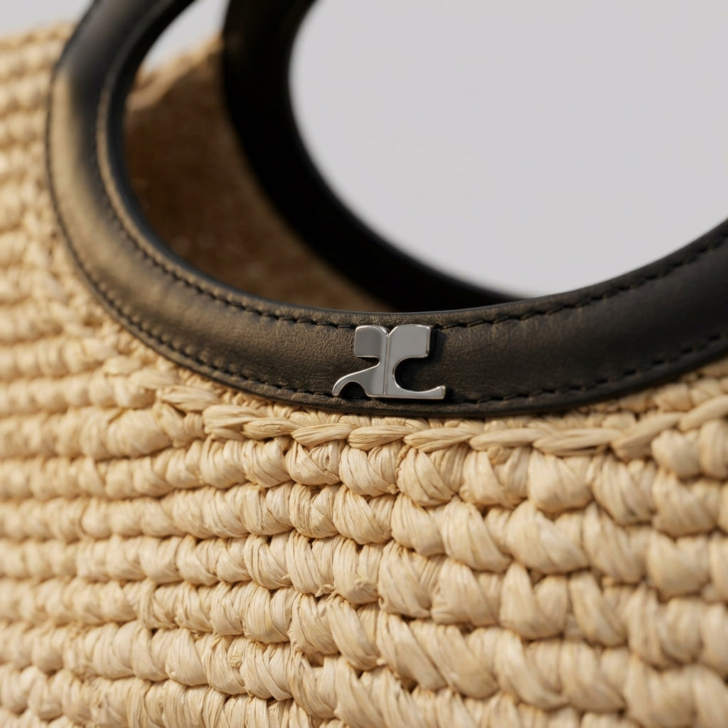 Woven Raffia Top Handle Tote