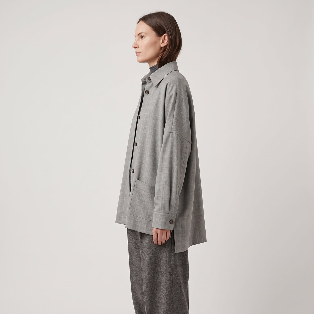 Oversized Grey Plaid Jacket