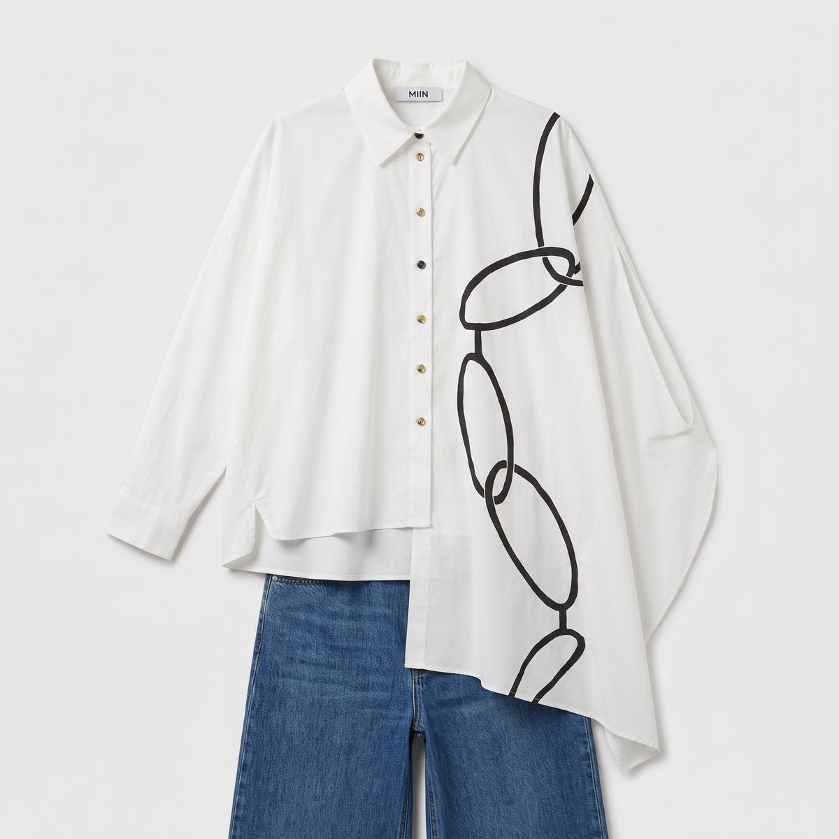 Asymmetric Chain Graphic Shirt