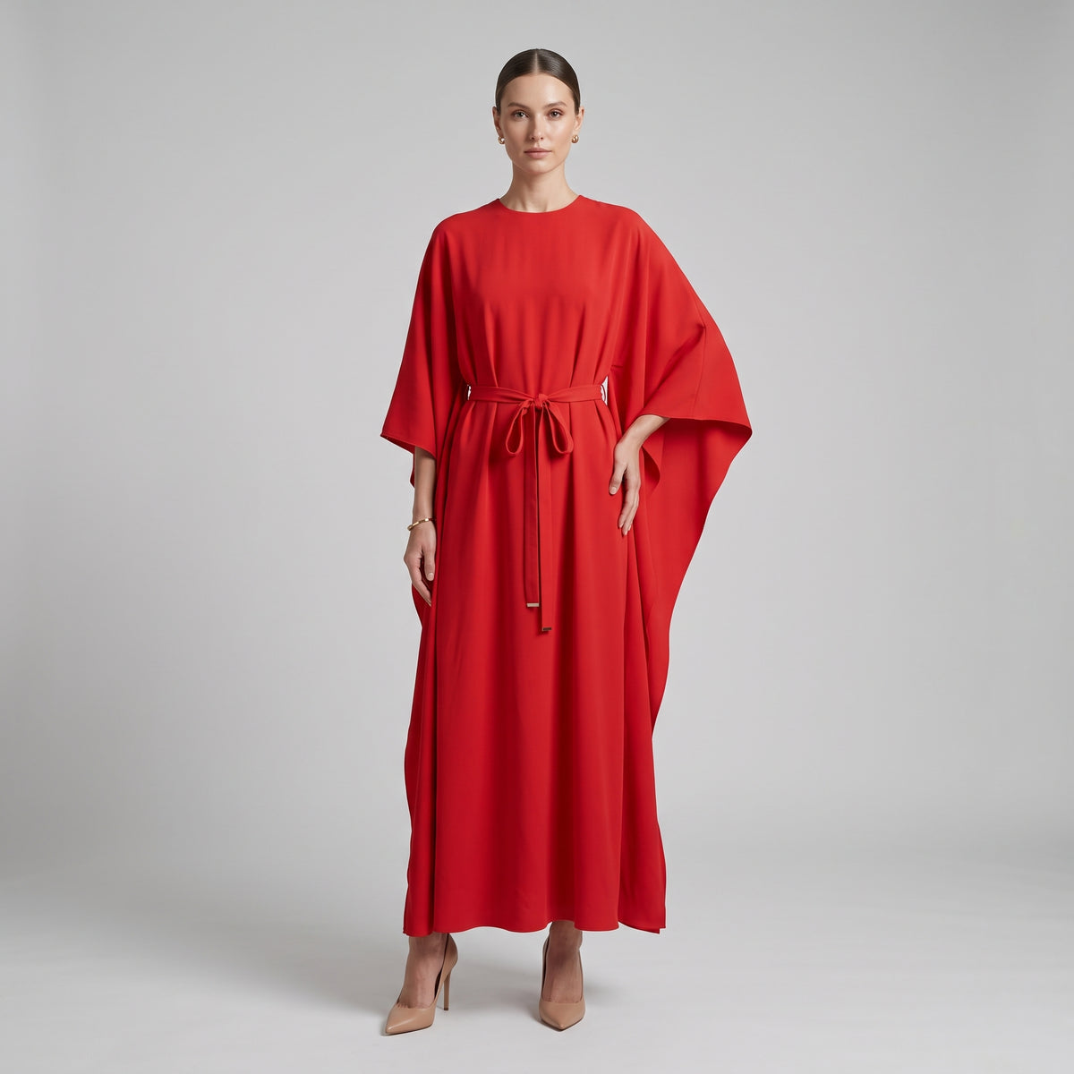 NATAN Elegant Red Belted Kaftan Dress - view 2