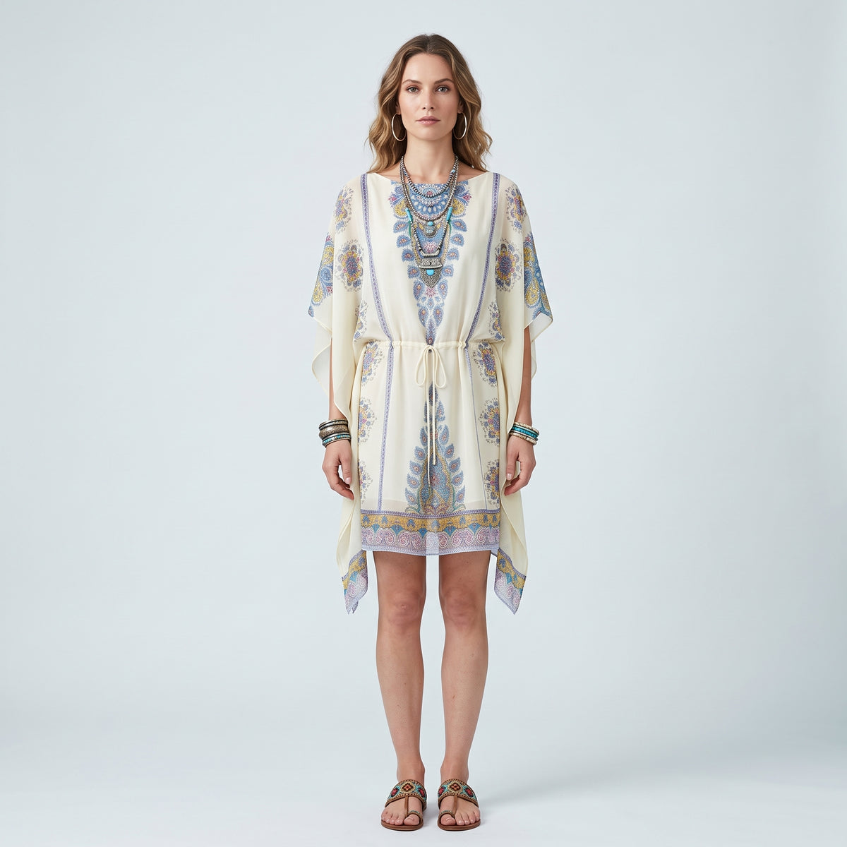ETRO Printed Drawstring Kaftan Cover-Up - view 3