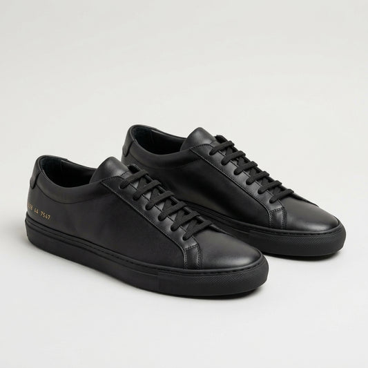 Minimalist Black Leather Sneakers