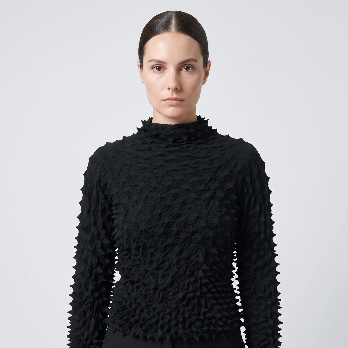 BUNZABURO Textured Shibori Mock Neck Blouse - view 2