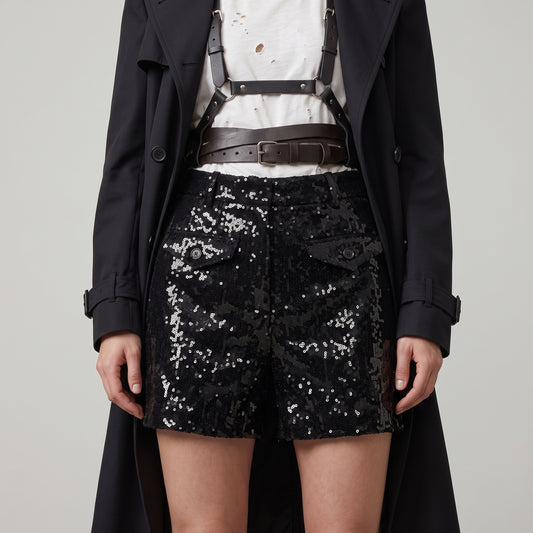JUNYA WATANABE Black Sequined Tailored Shorts - view 2