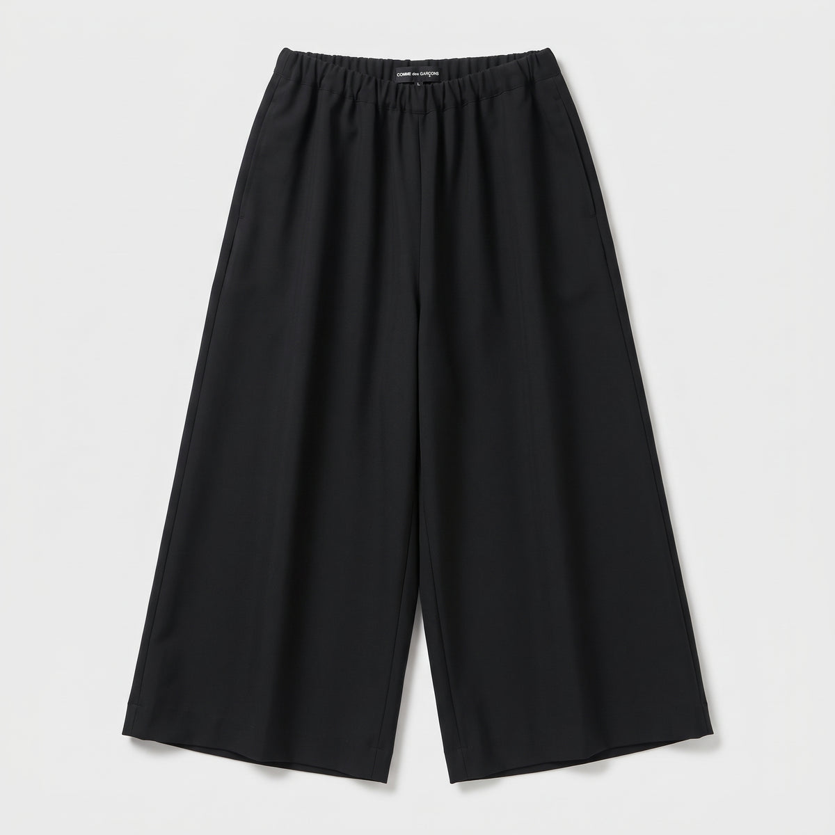 Wide-Leg Elasticated Black Trousers