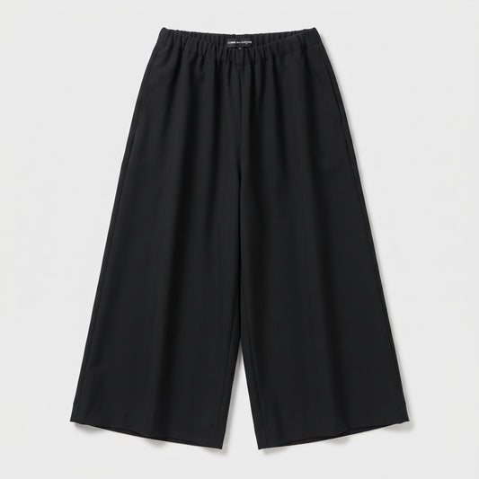 Wide-Leg Elasticated Black Trousers