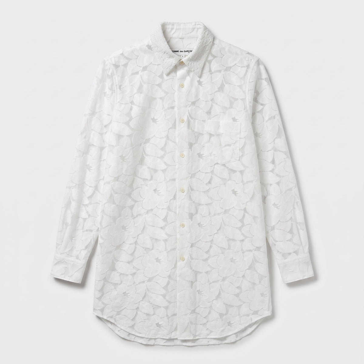 White Floral Burnout Lace Shirt