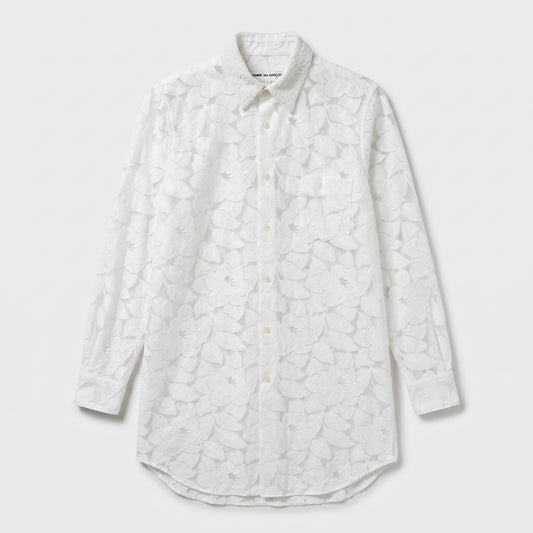 White Floral Burnout Lace Shirt