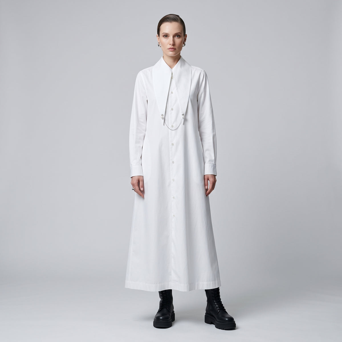 NOIR KEI NINOMIYA White Collar Chain Shirt Dress - view 3