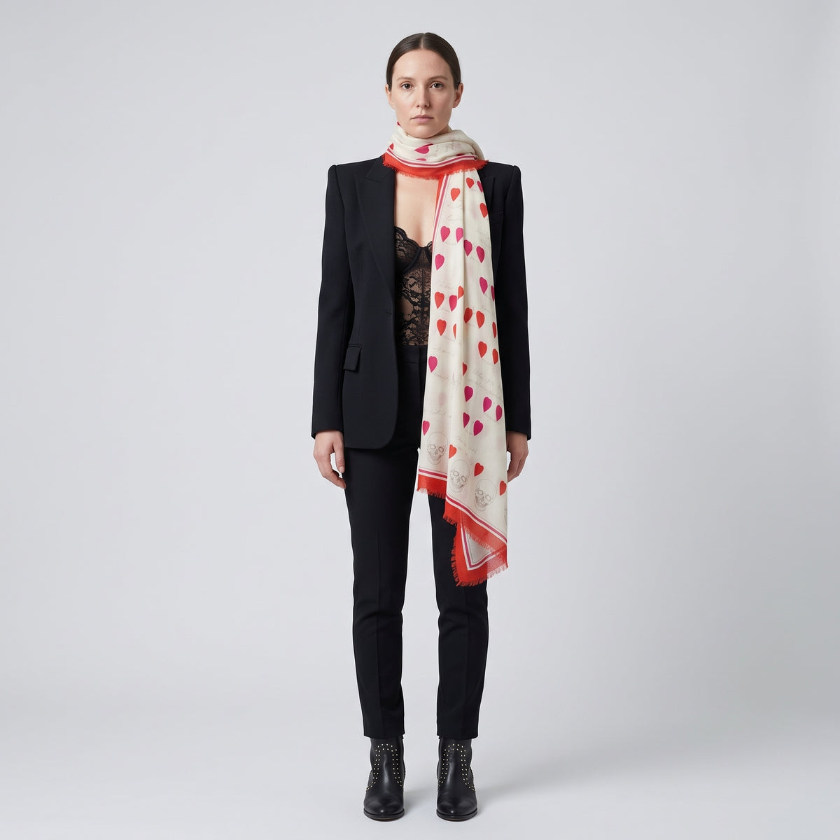 ALEXANDER MCQUEEN Heart Skull Print Scarf - view 3