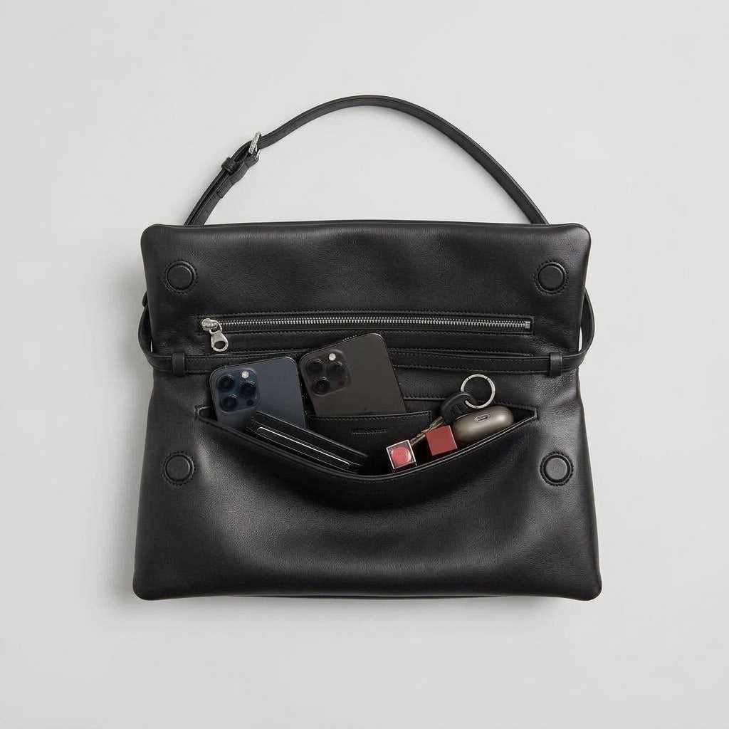 COURREGES Minimalist Black Leather Shoulder Bag - view 4