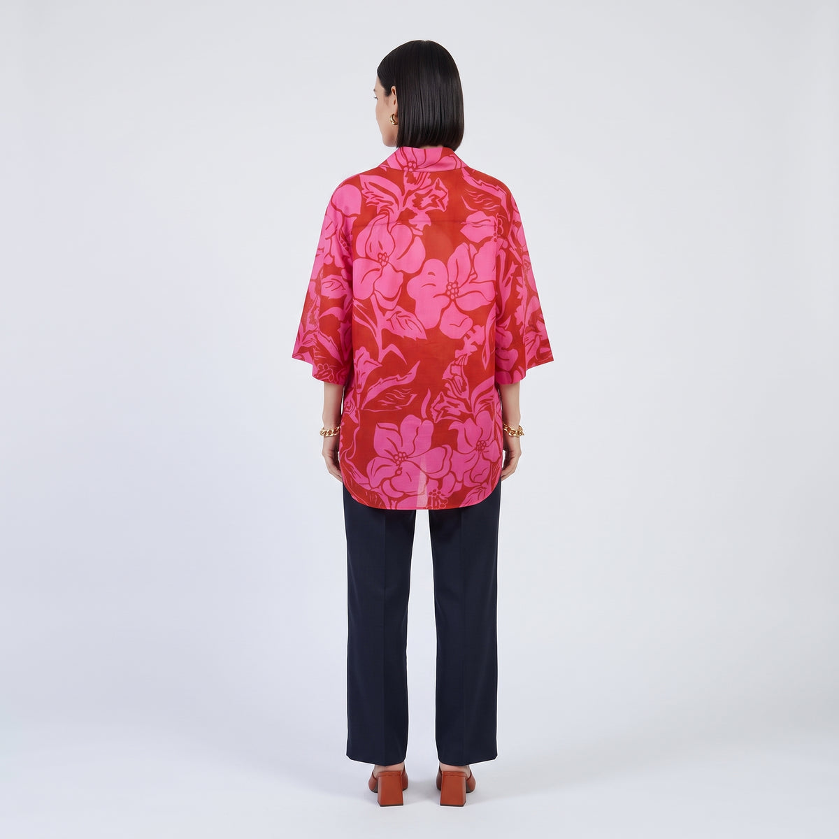 Fuchsia Floral Short Sleeve Shirt