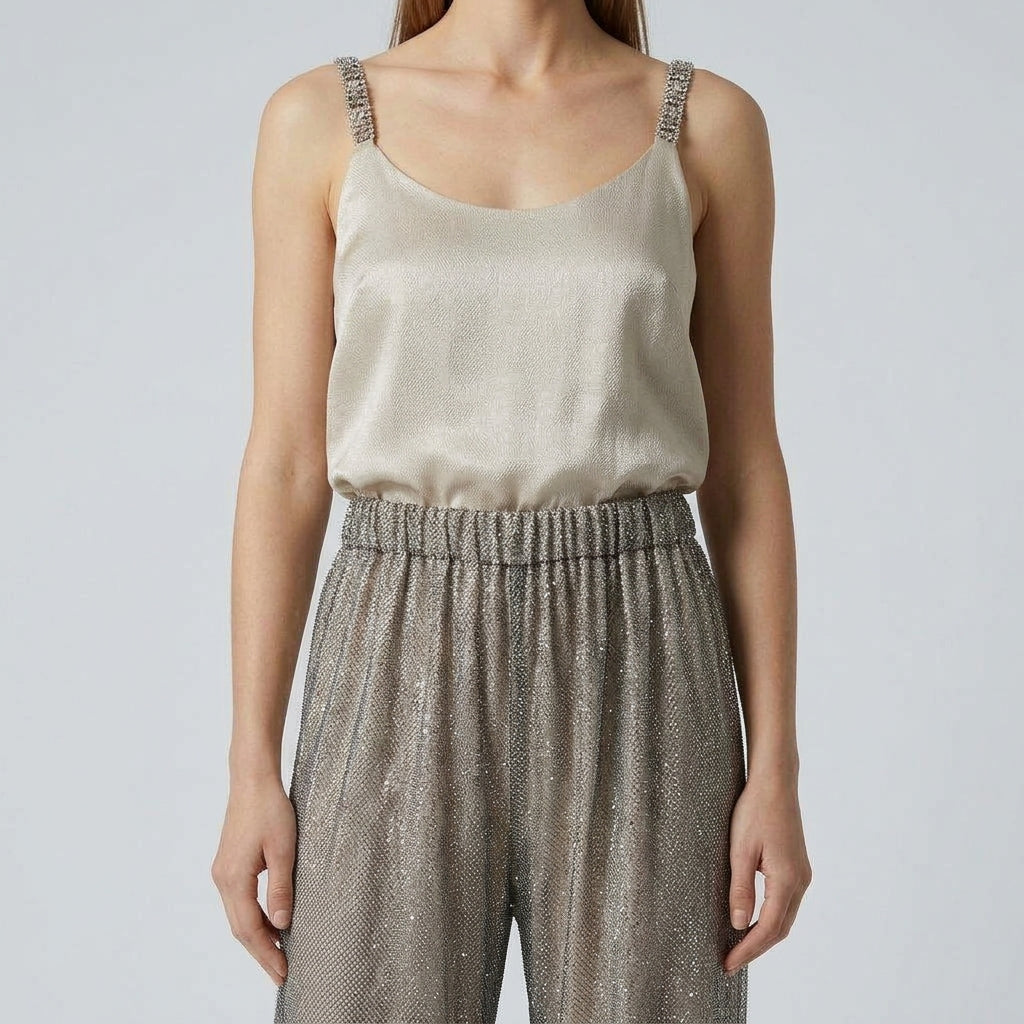 Shimmering Grey Mesh Trousers