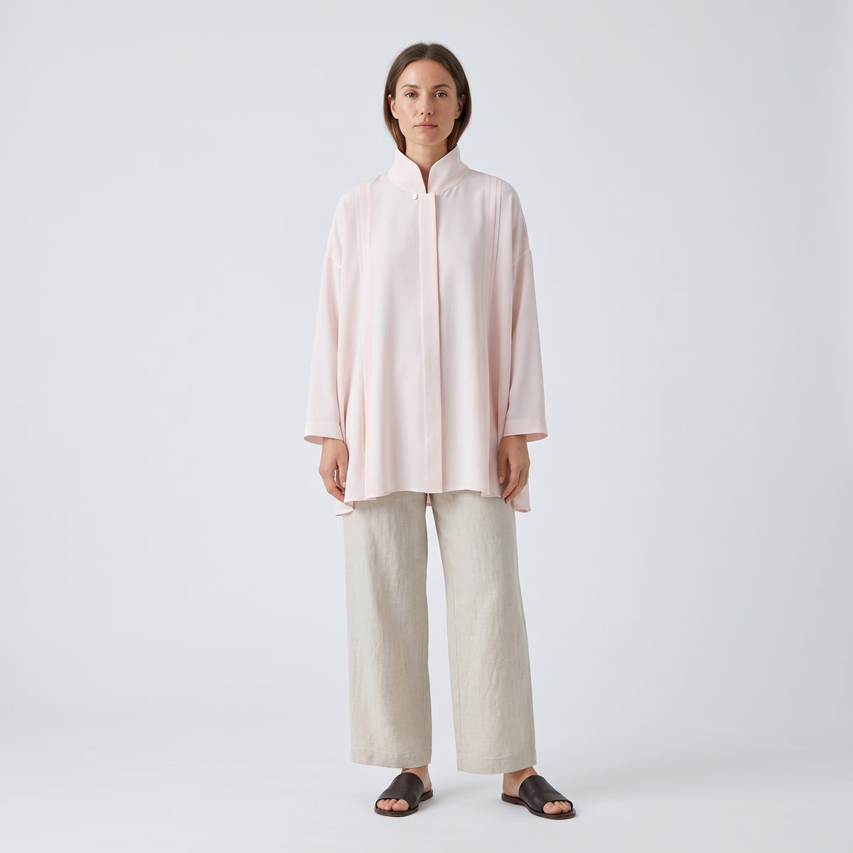 ESKANDAR Light Pink Mandarin Collar Shirt - view 3