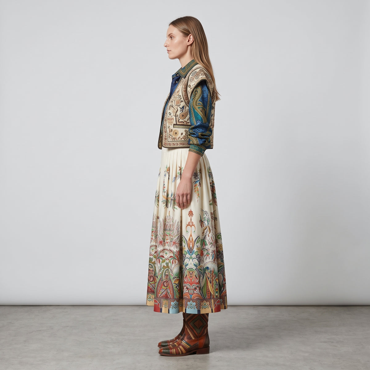 ETRO Floral Paisley Pleated Midi Skirt - view 4