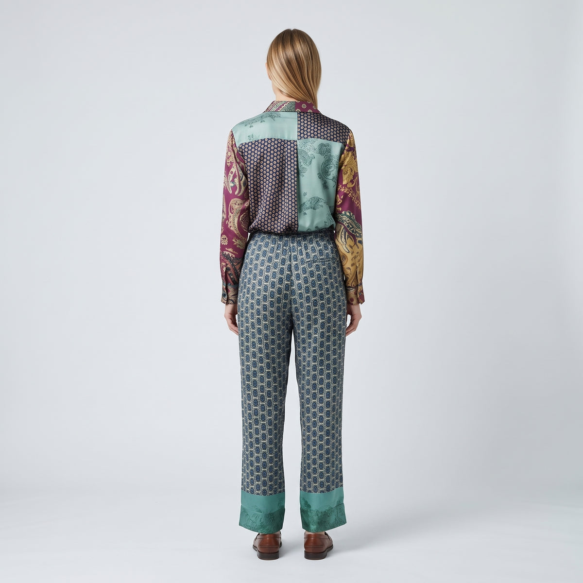 Geometric Print Drawstring Trousers