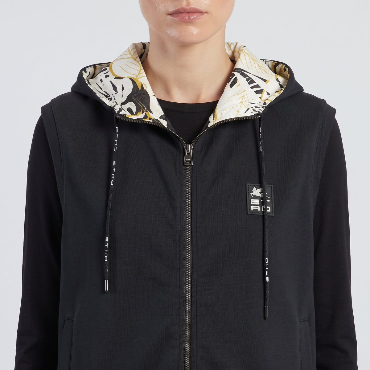 ETRO Hooded Zip Up Cotton Vest - view 3