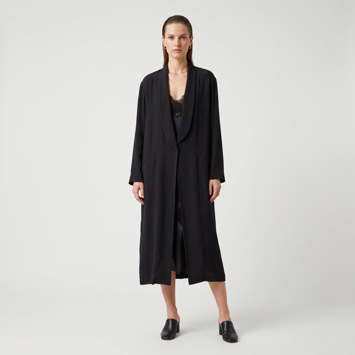 ALBERTA FERRETTI Elegant Longline Shawl Collar Jacket - view 3