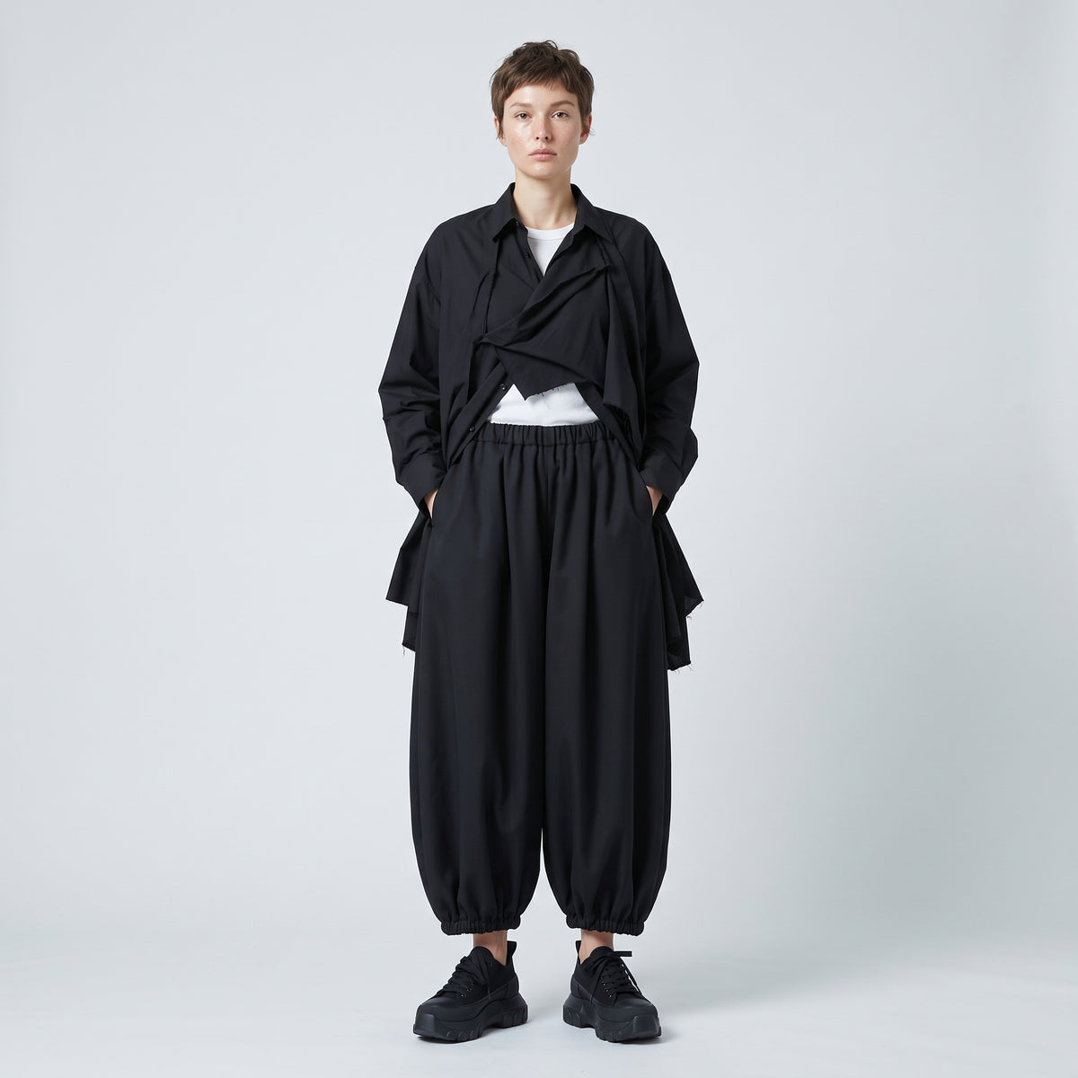 COMME DES GARCONS Black Gathered Balloon Trousers - view 3