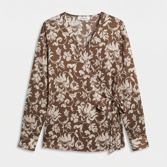 French Lily Floral Wrap Blouse
