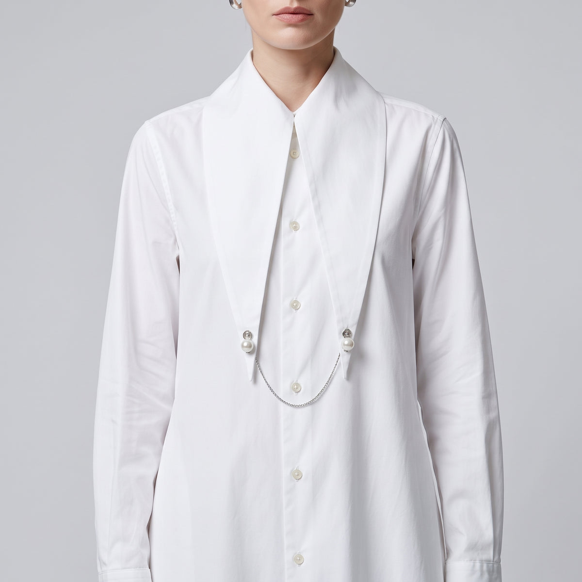 NOIR KEI NINOMIYA White Collar Chain Shirt Dress - view 2