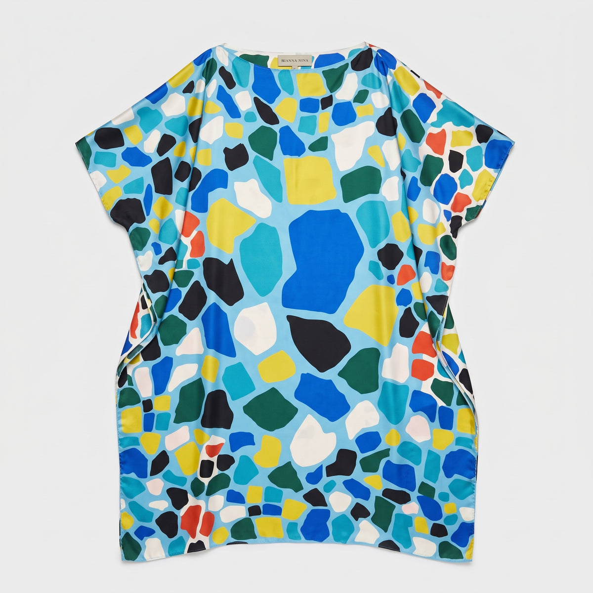 RIANNA NINA Vibrant Mosaic Silk Kaftan Dress