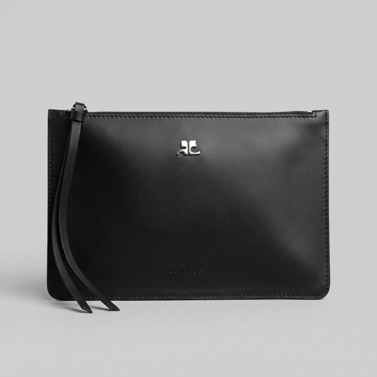 COURREGES Sleek Leather Logo Pouch