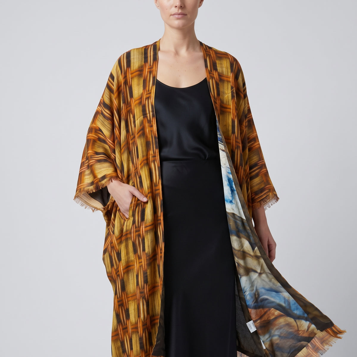 MAISON PASSAGE Orange Multi Knee Length Kimono - view 2