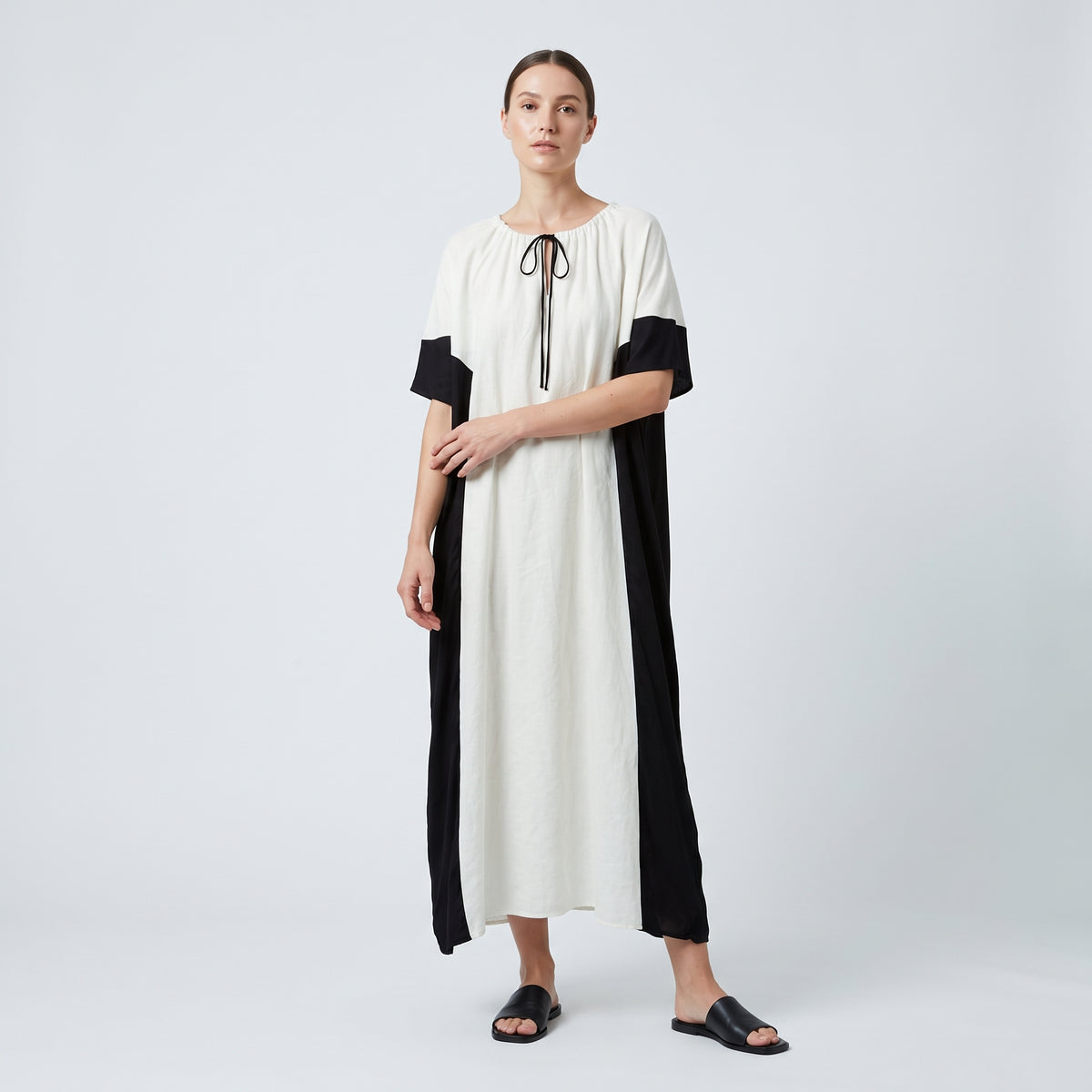 Monochrome Color-Blocked Dress