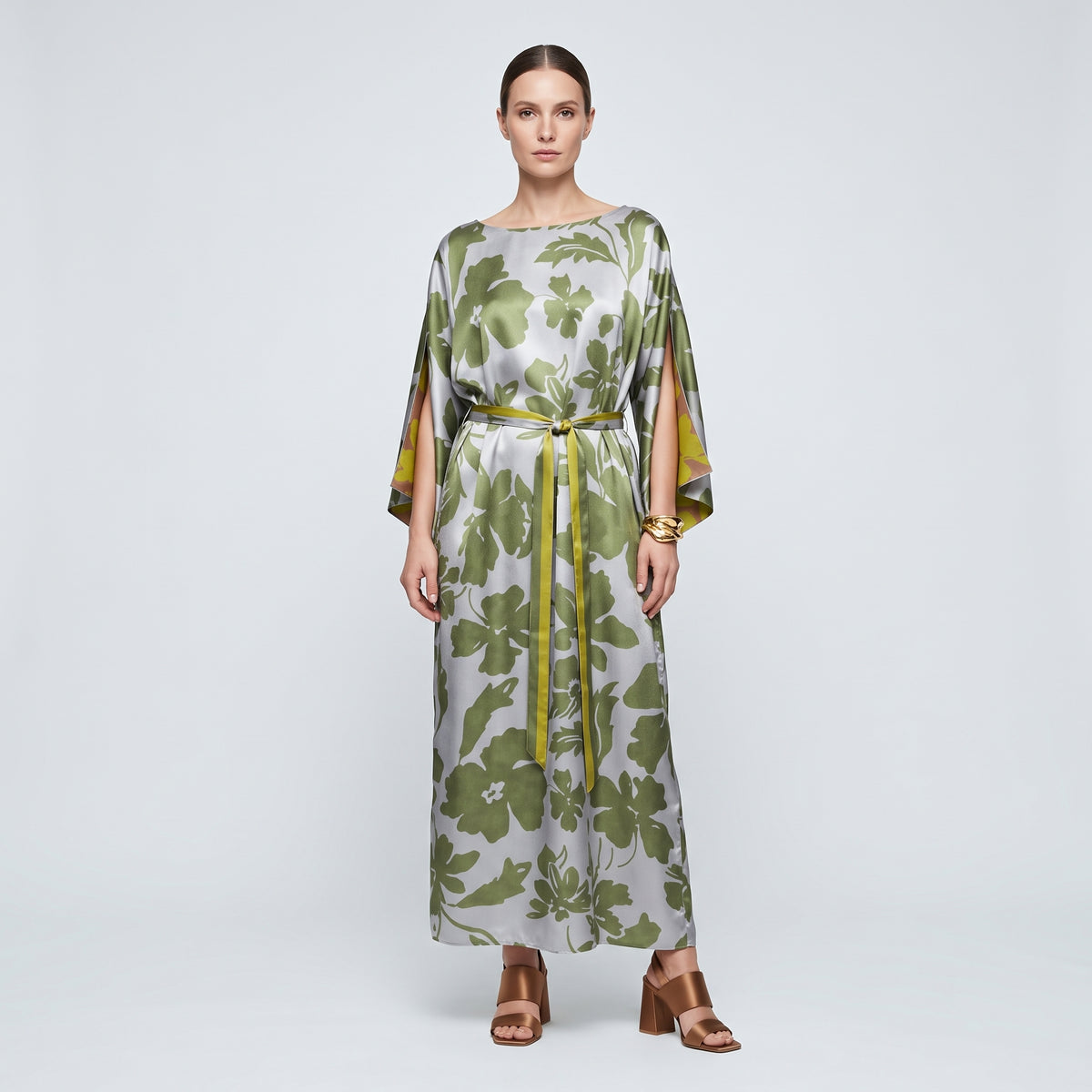 Floral Printed Silk Midi Dress