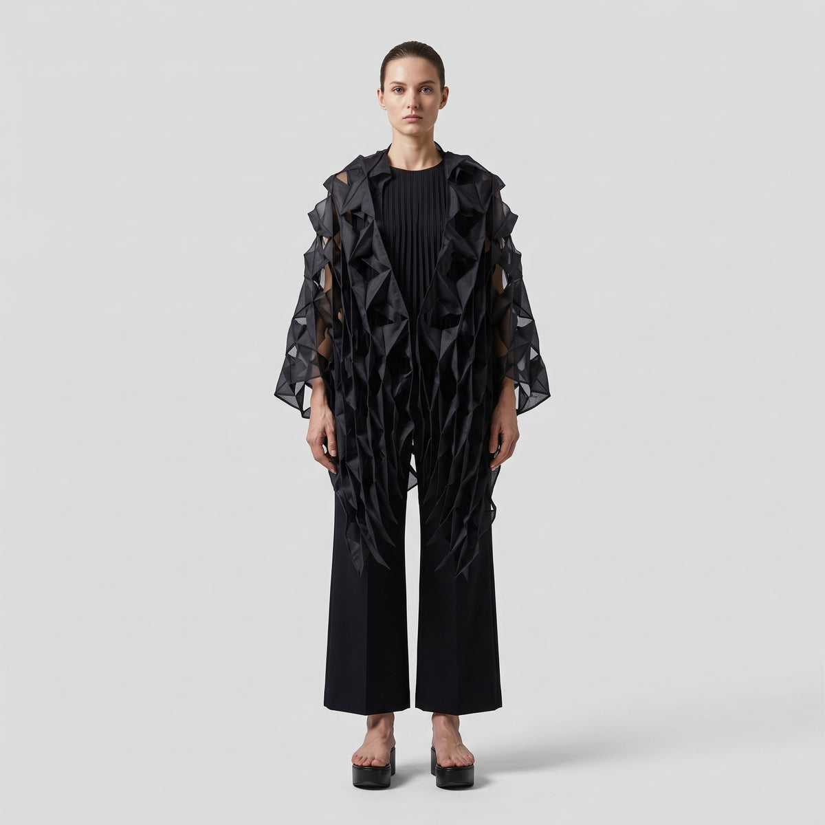 JUNYA WATANABE Architectural Geometric Black Overlay Jacket - view 2