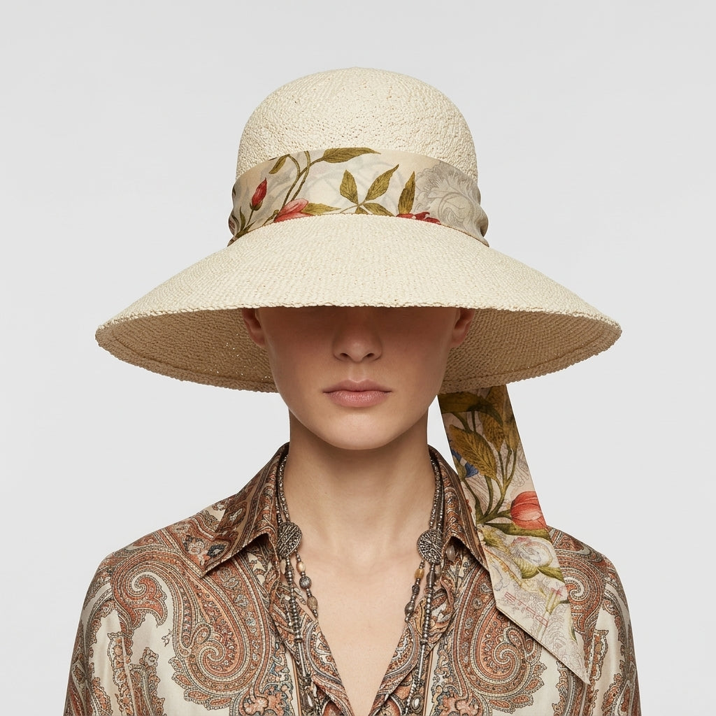 Wide-Brim Straw Sun Hat