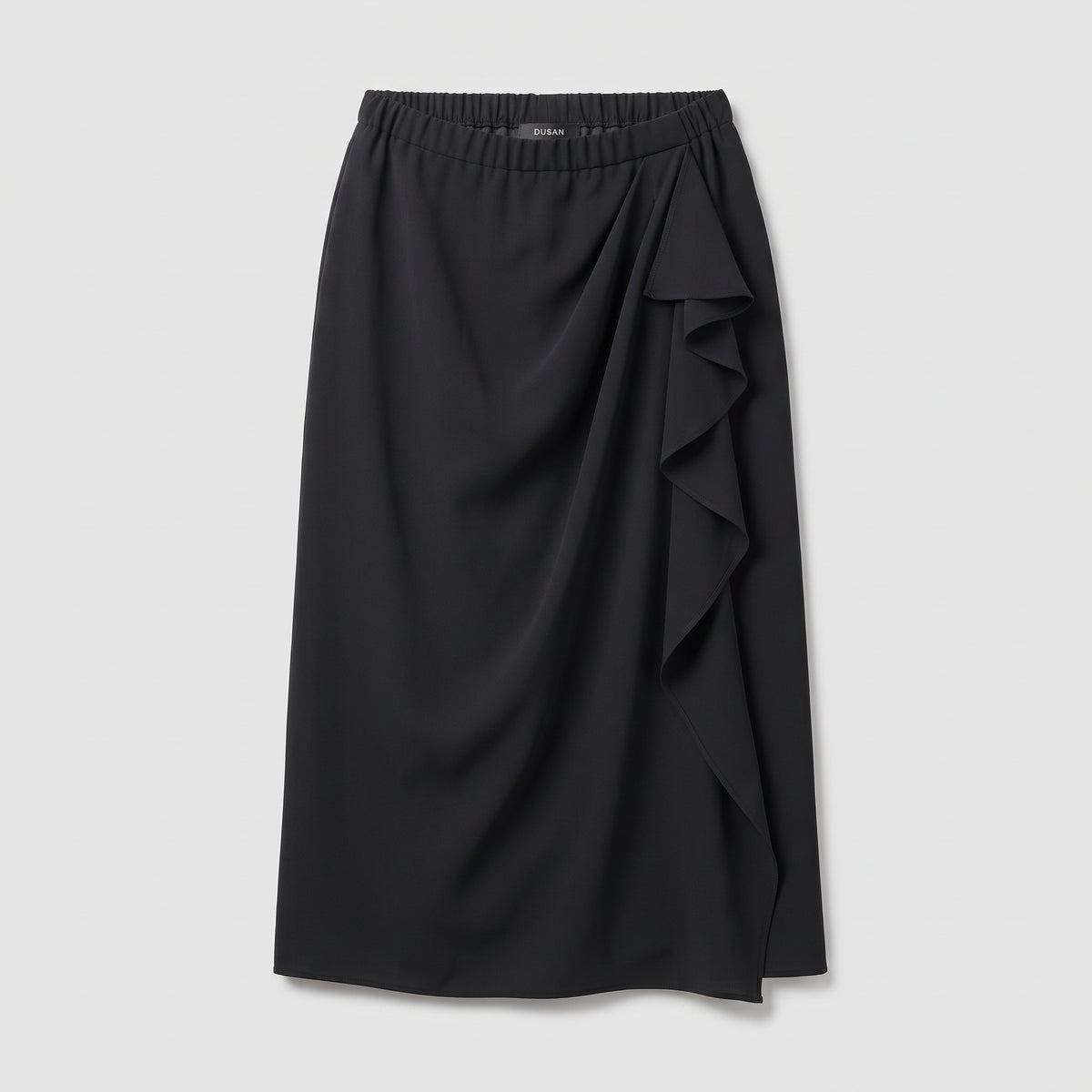 Elegant Black Sarong Midi Skirt