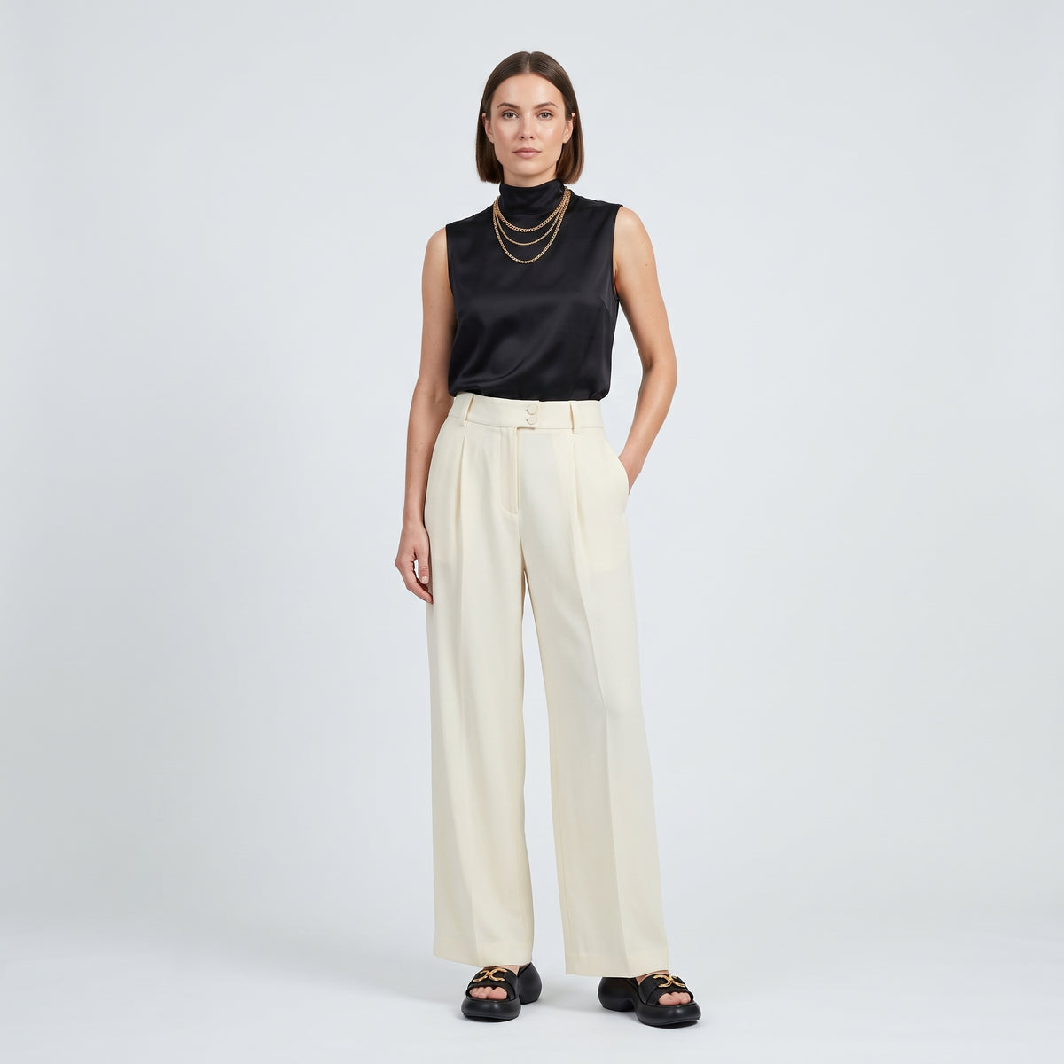 LANVIN Elegant Pleated Wide-Leg Trousers - view 3