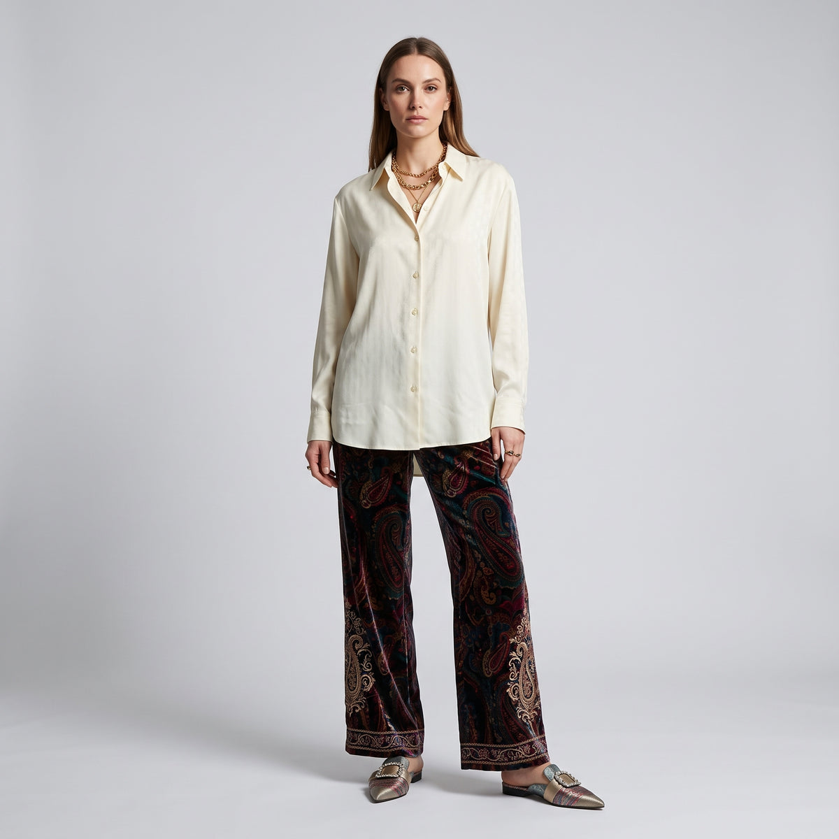 ETRO Elegant Cream Silk Jacquard Shirt - view 3
