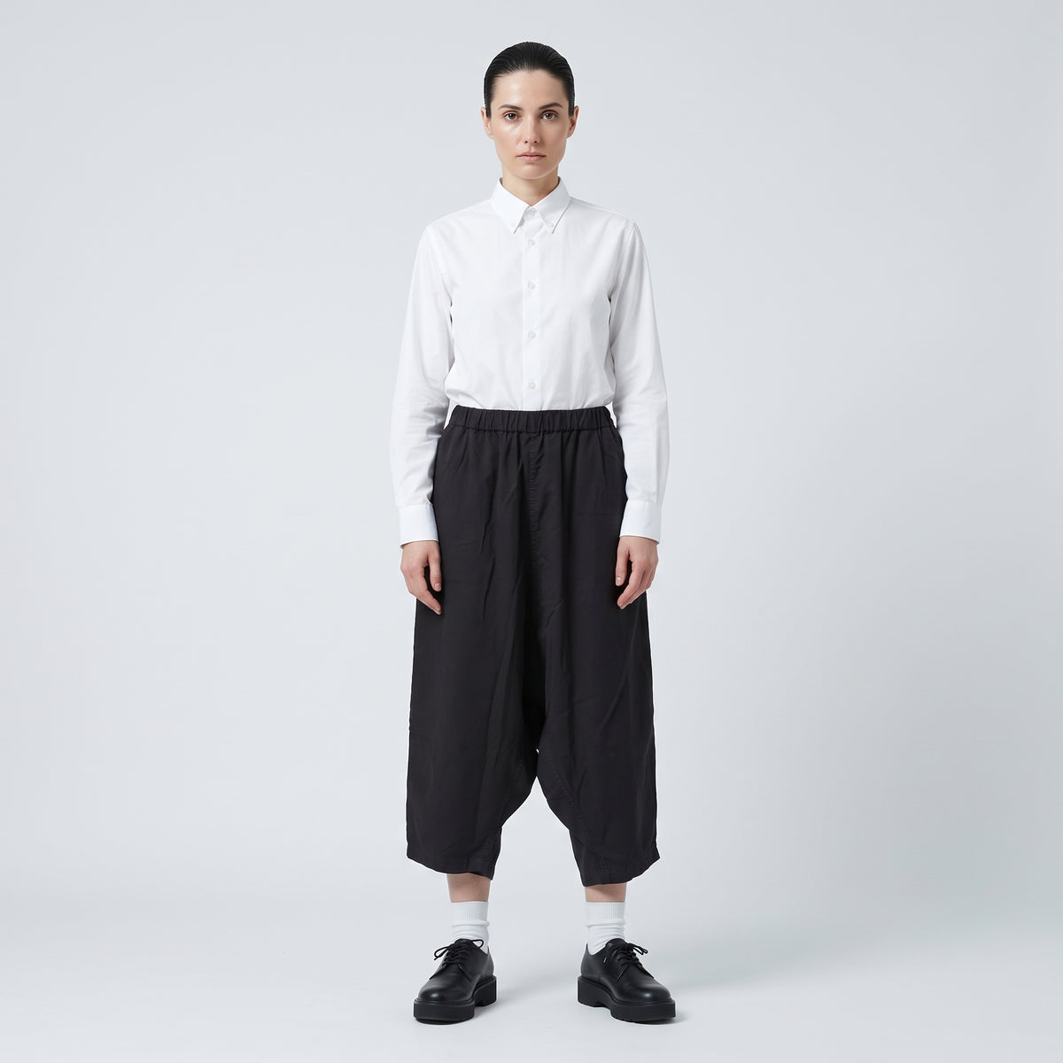 CDG SHIRT Black Drop Crotch Cropped Pants - view 3