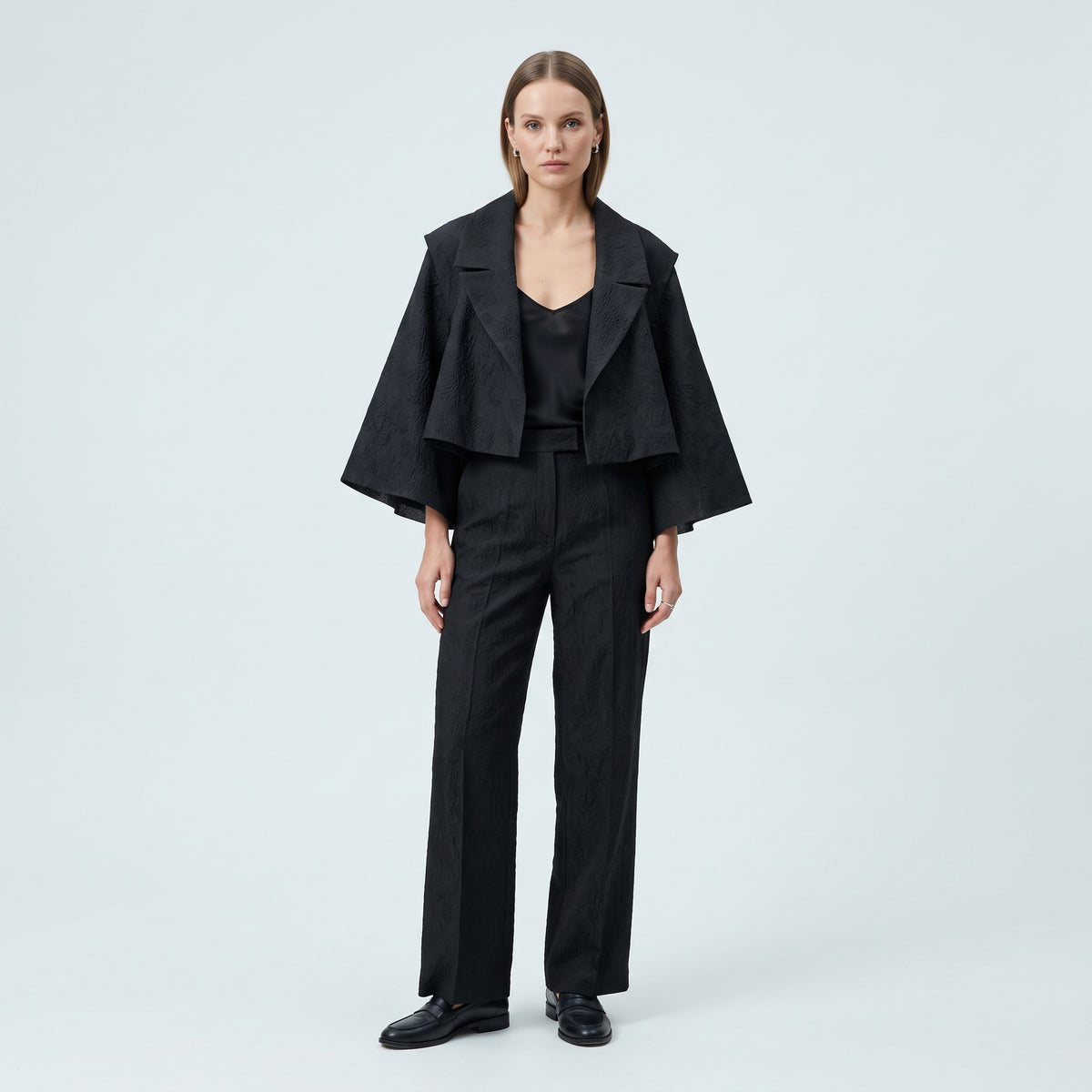 MIIN Cropped Textured Jacquard Jacket - view 3