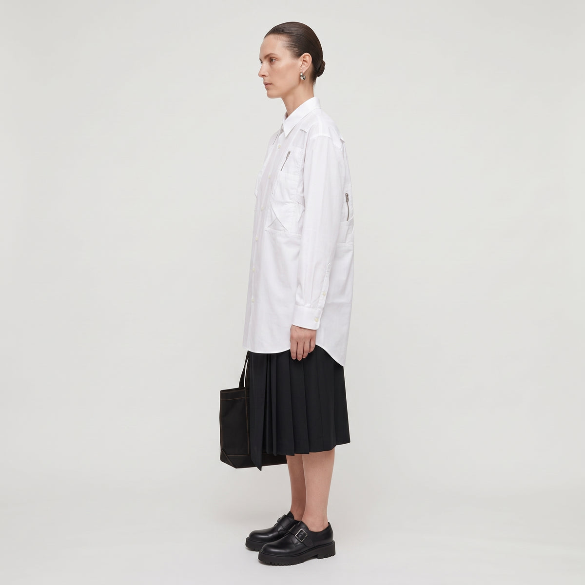 CDG SHIRT White Zipper Detail Utility Shirt - view 4