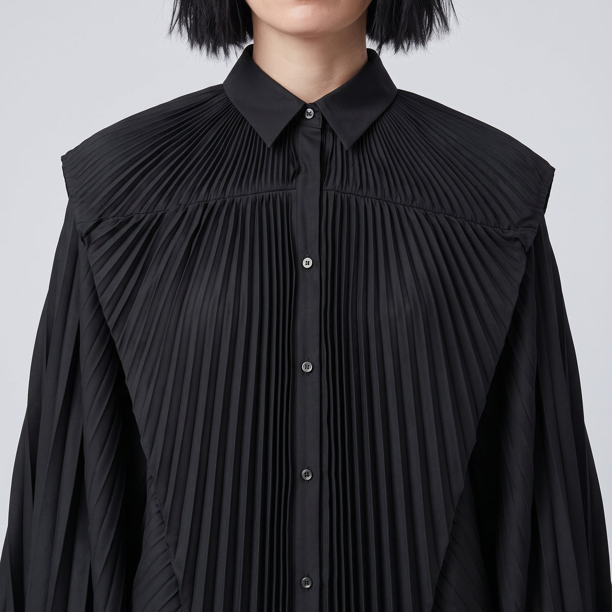 JUNYA WATANABE Pleated Cape Shirt Dress - view 2
