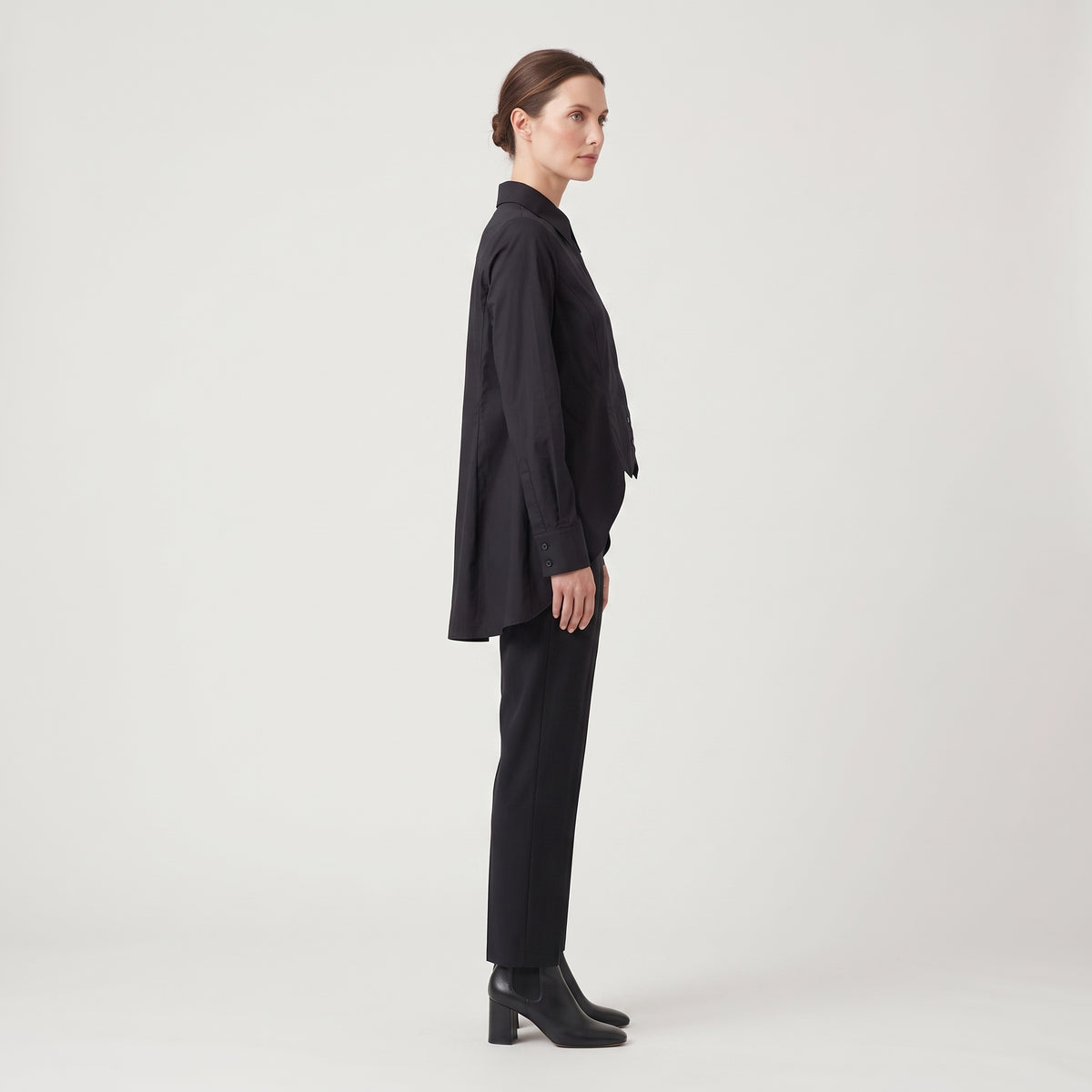 ALBERTA FERRETTI Asymmetric Layered Black Poplin Shirt - view 4