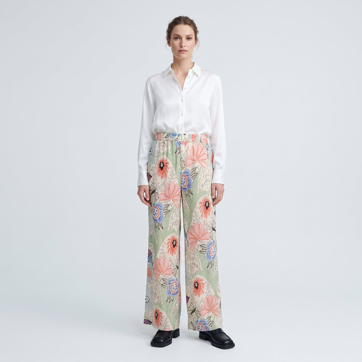 Floral Print Wide Leg Trousers